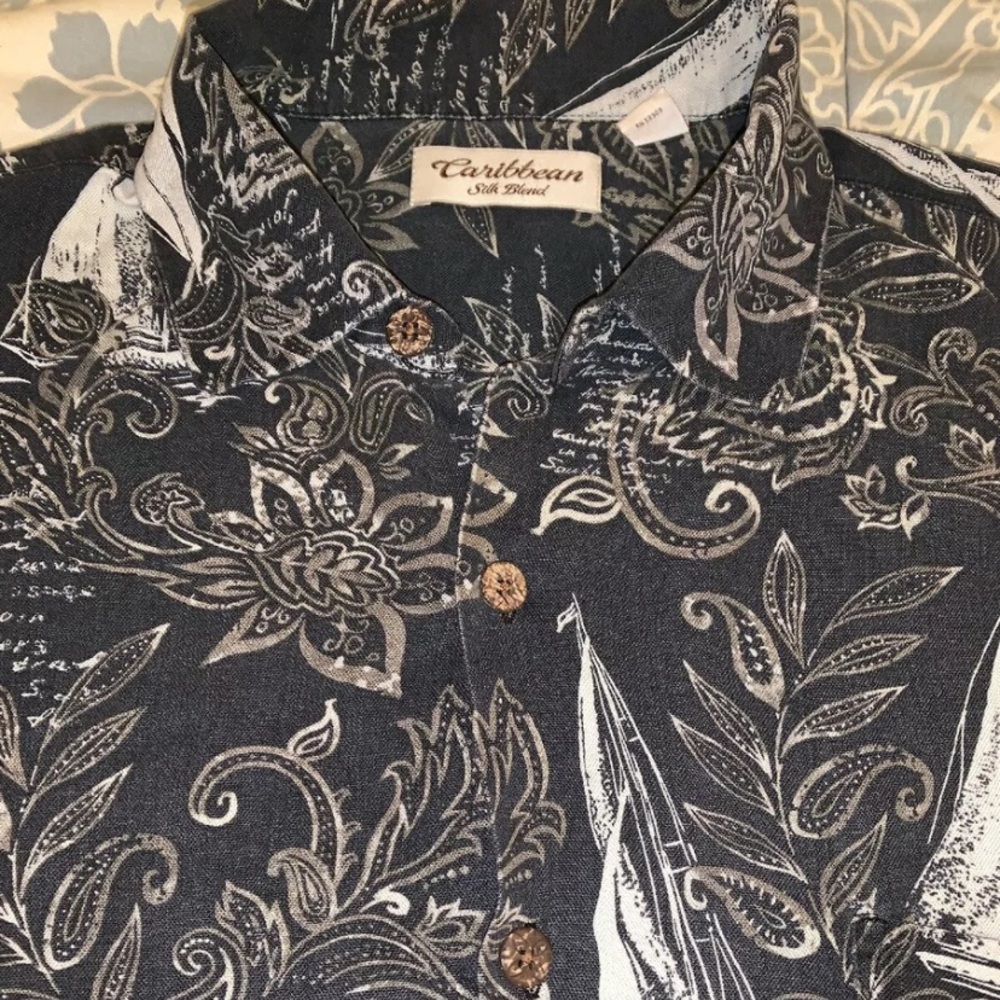 Men’s Caribbean Joe Silk Blend Hawaiian Shirt